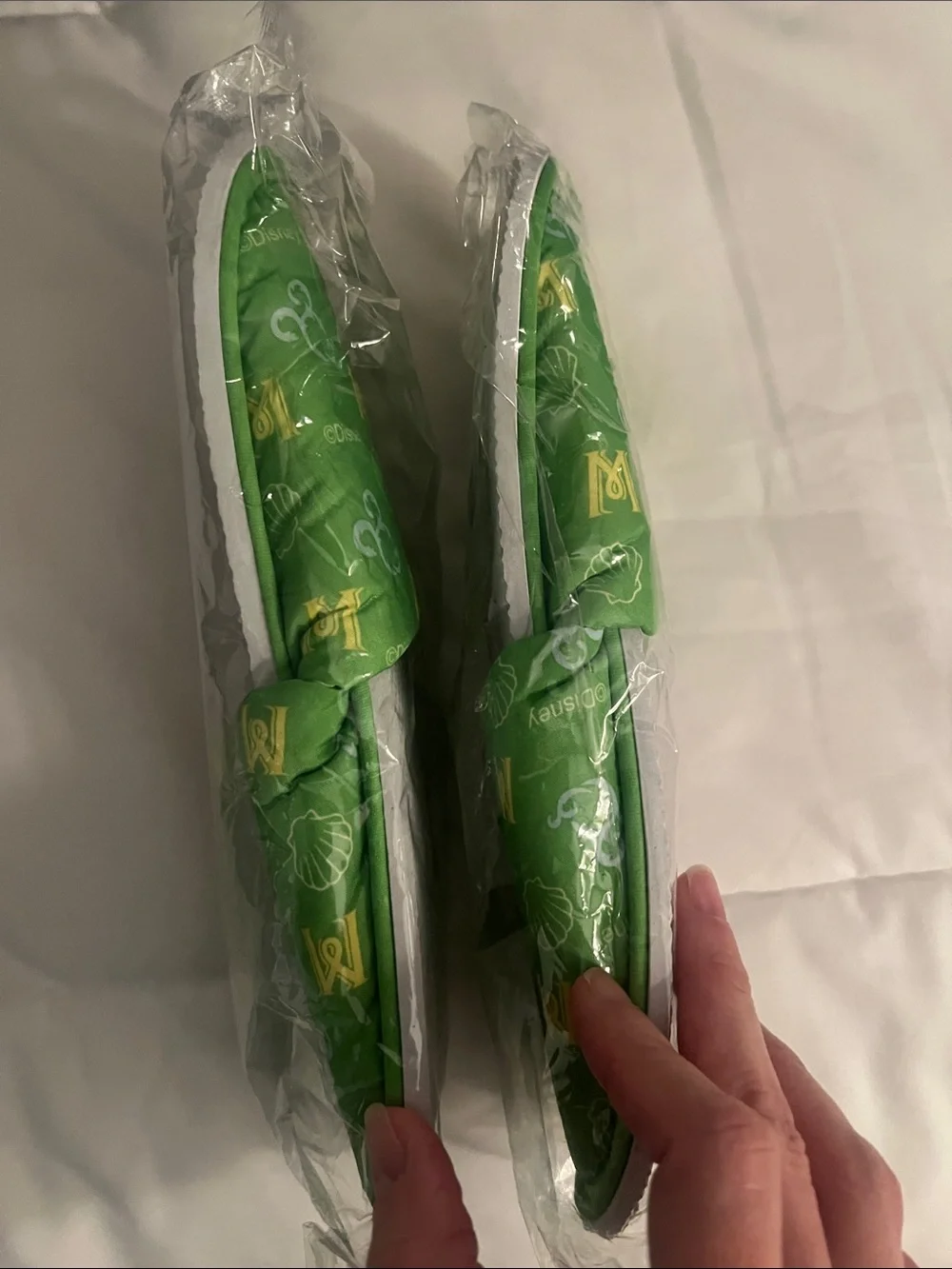 Disney Green Slip-On Kids Slippers with Yellow Accents